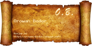 Orowan Bodor névjegykártya